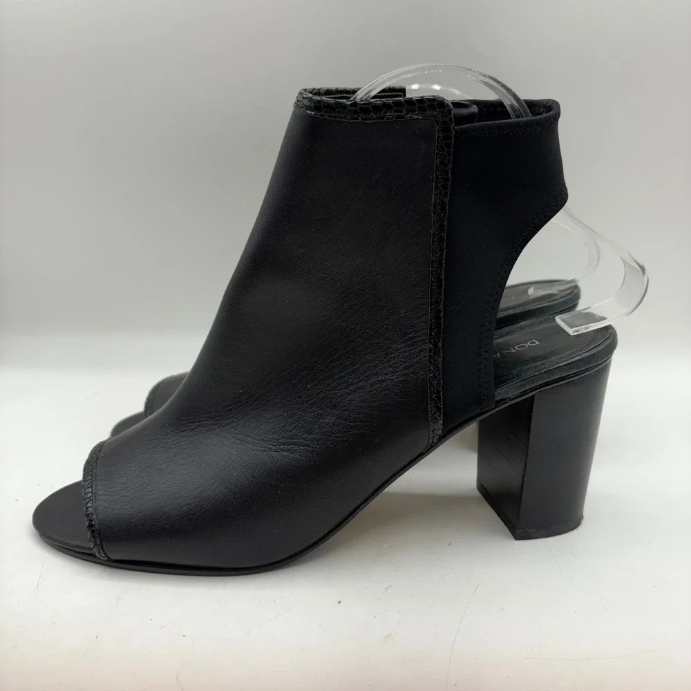 Donald J Pliner Black Leather Peep Toe Slingback Block Heel Booties Women 9 - Picture 2 of 10